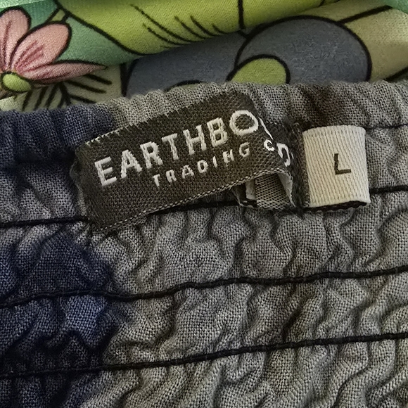 Earthbound Blue and Gray Black Maxi Wide Leg Bohemian Pants - Picture 6 of 7